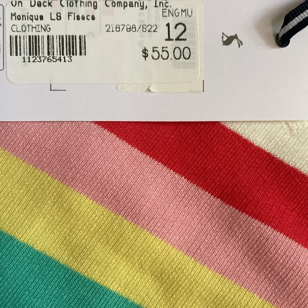 Joules Red and Yellow Monique Crewneck Rainbow Striped Sweatshirt Women’s 12 NWT - Picture 5 of 9